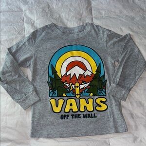 Vans Kids Gray Long Sleeve Tee with Colorful Graphic
